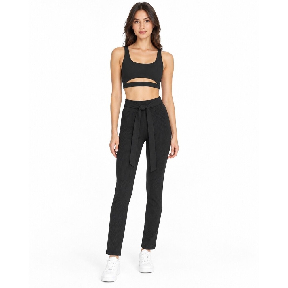 Ribbed Tie-Waist Black Leggings GIGI C Phoebe Women’s Size M NWT